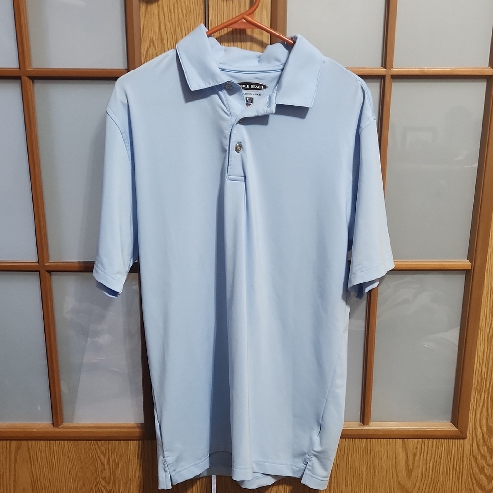 Pebble Beach Mens Light Blue Golf Shirt